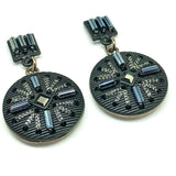 Fashion Jewelry - Womens used Rocker Chic Style Black Button Design Dangle Earrings - online at Blingschlingers.com in the USA