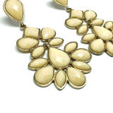 Fashion Jewelry - Womens used Big Stylish Gold Creamy Ivory Color Stone Dangle Earrings