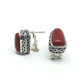 Earrings Womens used Silver Bali Style Lipstick Red Stone Drop Earrings