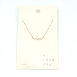 Fashion Jewelry - Womens Dainty Rose Gold Tone Pink Bubbly Cluster Station Necklace