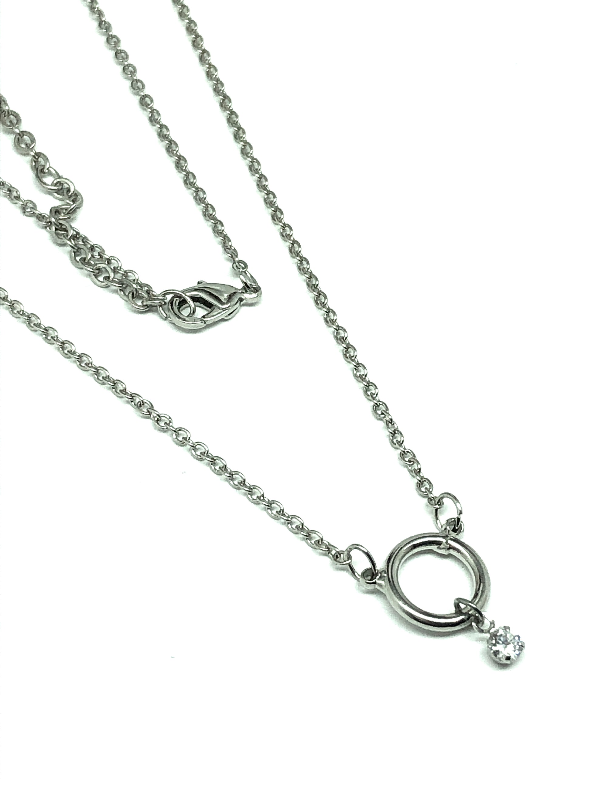 Womens Silver Necklace Adjustable 16-19" Small Circle Y Chain | Fashion Jewelry
