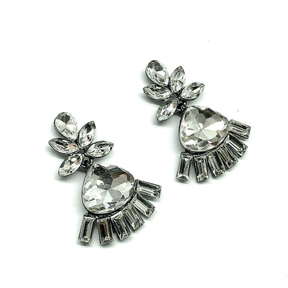Discount Used Jewelry | Julia Earrings - Mirrored White Rhinestone Crystal Fancy Dangle Earrings