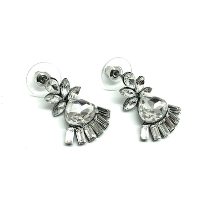 Used Jewelry | Julia Earrings - Mirrored White Rhinestone Crystal Fancy Dangle Earrings