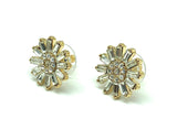 Estate Jewelry | Betty - Gold Shining White Cz Daisy Flower Design Stud Earrings