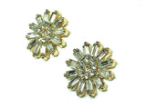 Estate Jewelry | Betty - Gold Shining White Cz Daisy Flower Design Stud Earrings