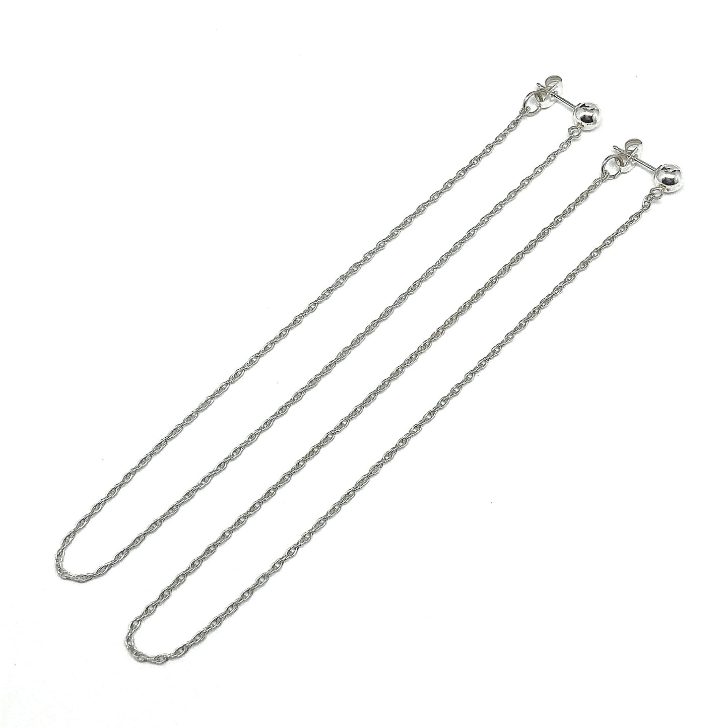 Super Long Stylish Front Back Style Sterling Silver Dangle Earrings