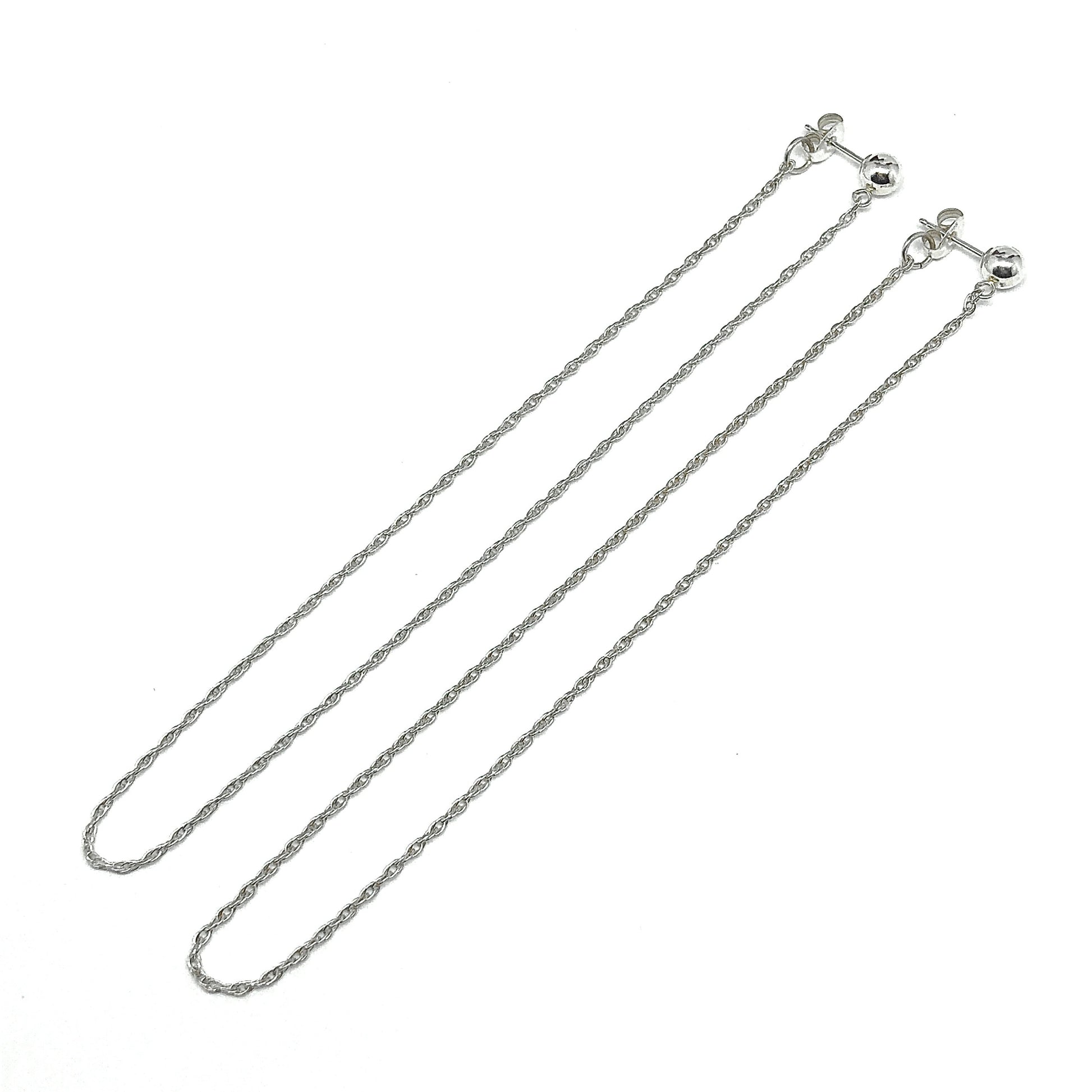 Super Long Stylish Front Back Style Sterling Silver Dangle Earrings