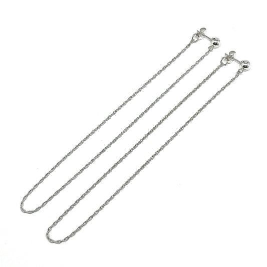 Super Long Stylish Front Back Style Sterling Silver Dangle Earrings