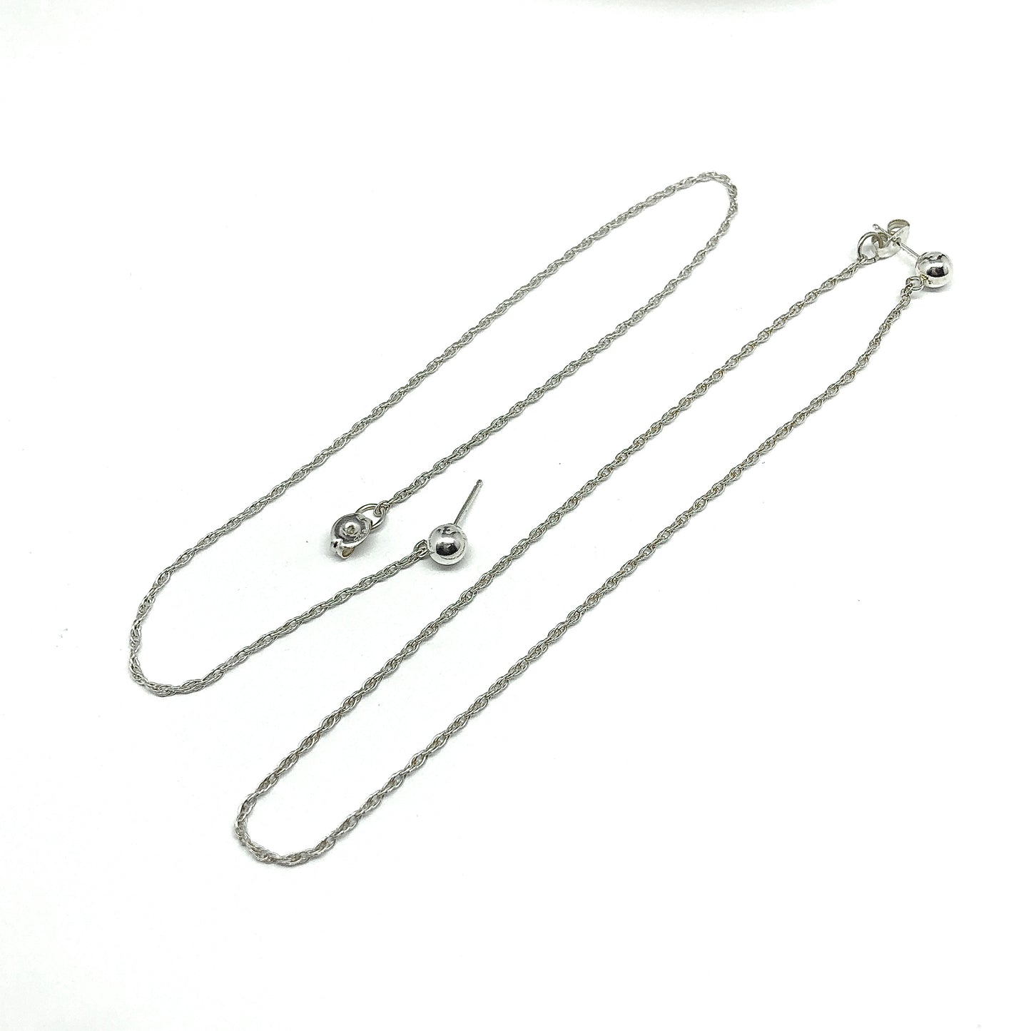 4.75" Super Sleek Stylish Sterling Silver Front Back Dangle Earrings