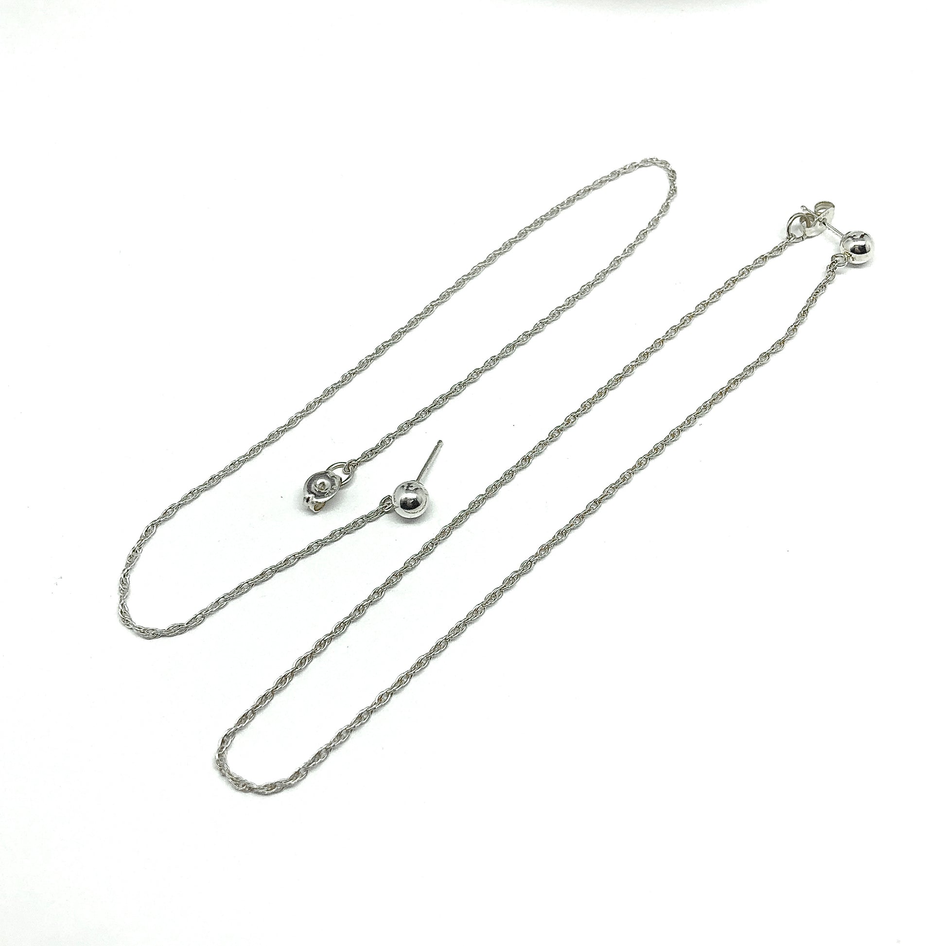 4.75" Super Sleek Stylish Sterling Silver Front Back Dangle Earrings
