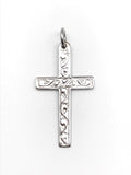 Vintage Jewelry - Mens Womens 1950s Mid Sized Sterling Silver Simple Cross Pendant