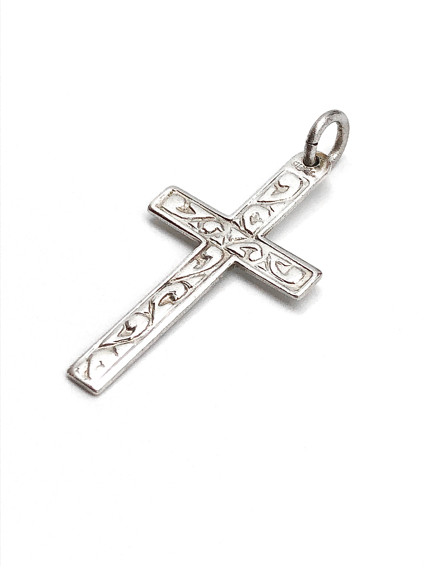Pendant -Vintage 1950s Sterling Silver Traditional Cross Design