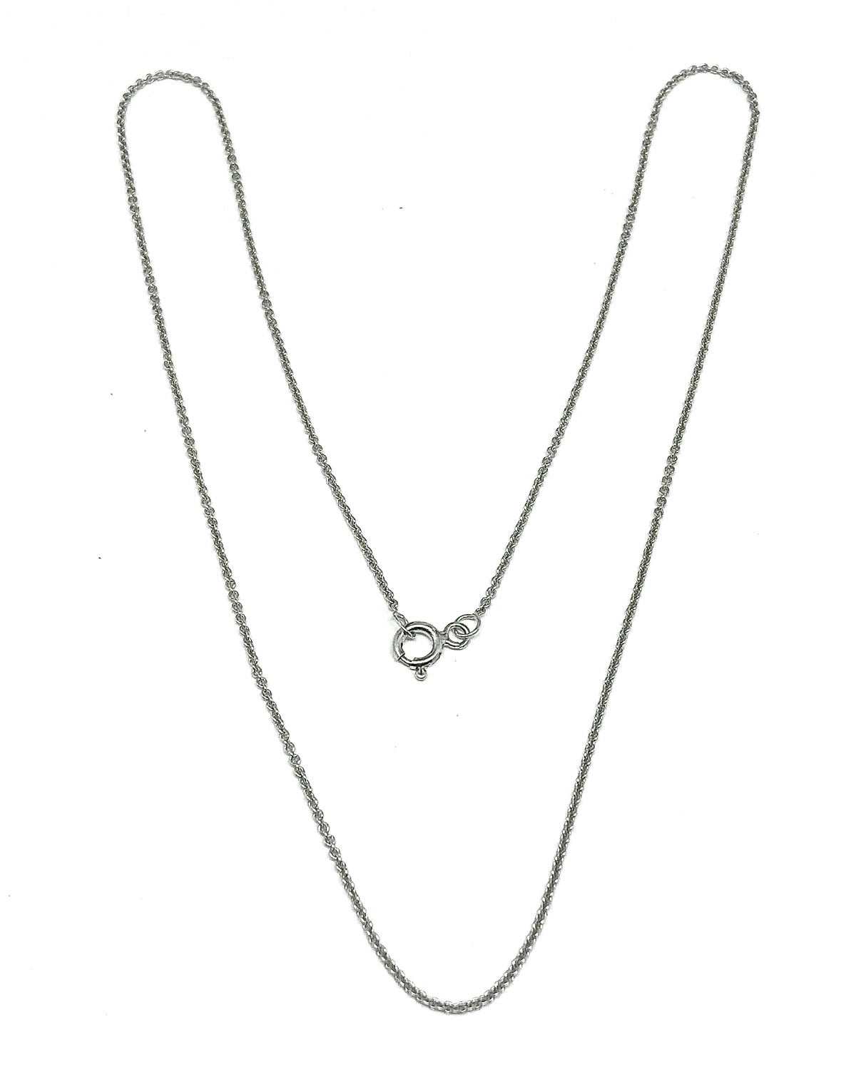 Sterling Silver 18.25in Minimalist Style Rolo Link Fine Chain Necklace
