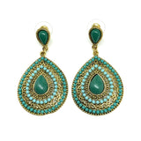 Fashion Jewelry - used Chic Boho Style Golden Cut-out Design Turquoise Green Teardrop Dangle Earrings