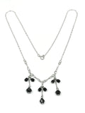 Jewelry Necklace - 15 3/4" French Twist Black Tassel Sterling Silver Layering Chain Necklace