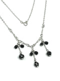 Jewelry Necklace - 15 3/4" French Twist Black Tassel Sterling Silver Layering Chain Necklace
