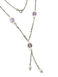 Jewelry Necklace - Womens Purple Sterling Silver Layering Y Chain Station Necklace