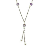 Jewelry Necklace - Womens Purple Stone Sterling Silver Layering Y Chain Station Necklace
