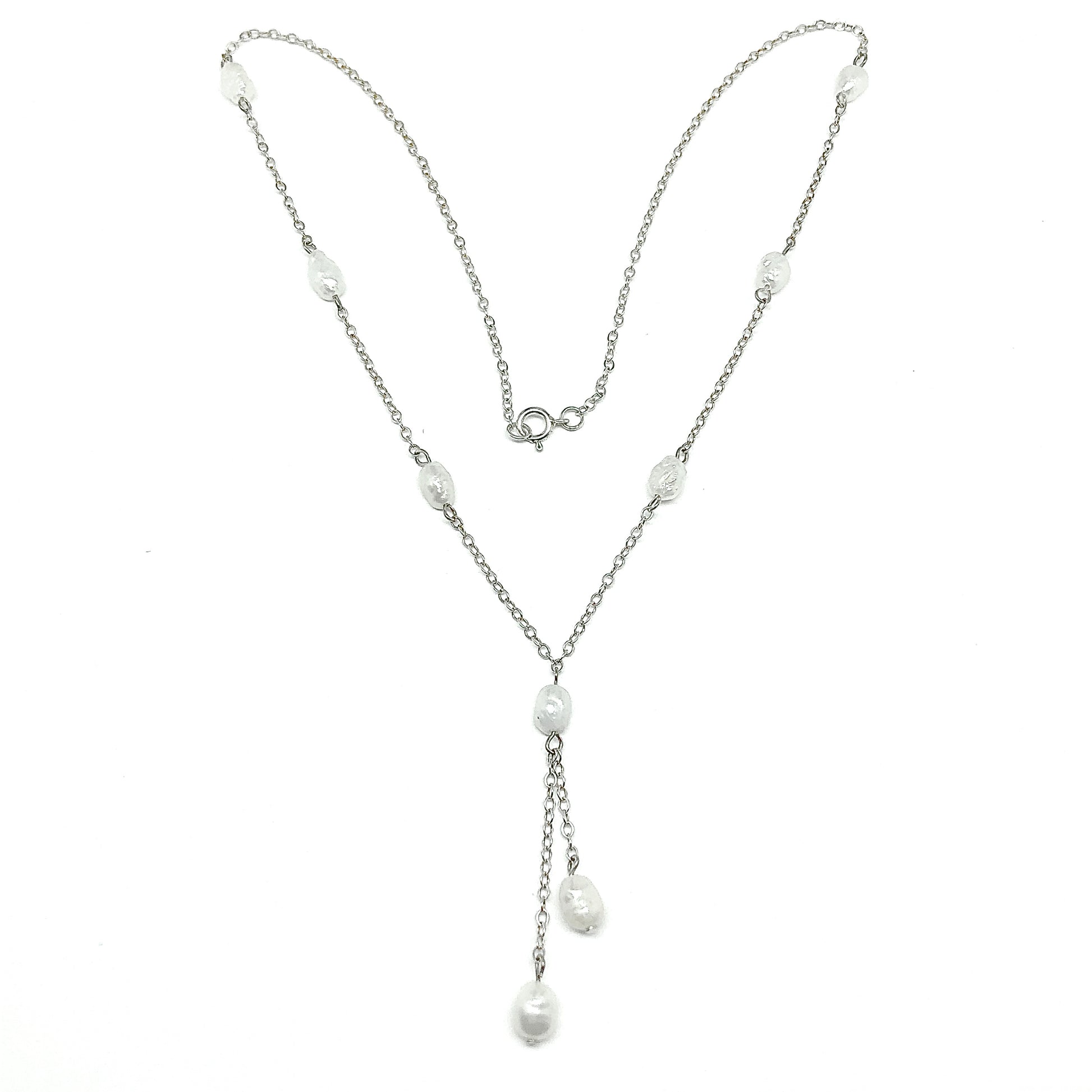 Jewelry Womens Sterling Silver Satellite Y-chain Tassel Necklace