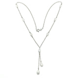 Jewelry Womens - 16.5" Sterling Silver White Pearl Station Y-chain Necklace