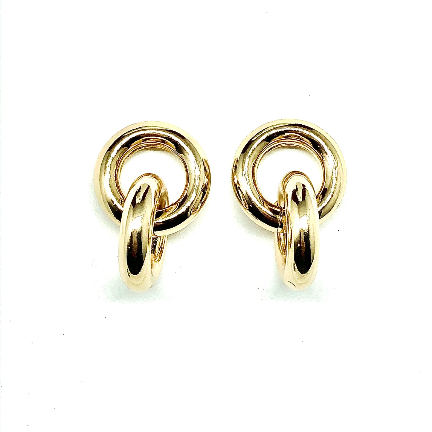 Earrings Womens 2 Ring Hoop Design Gold Drop Earrings