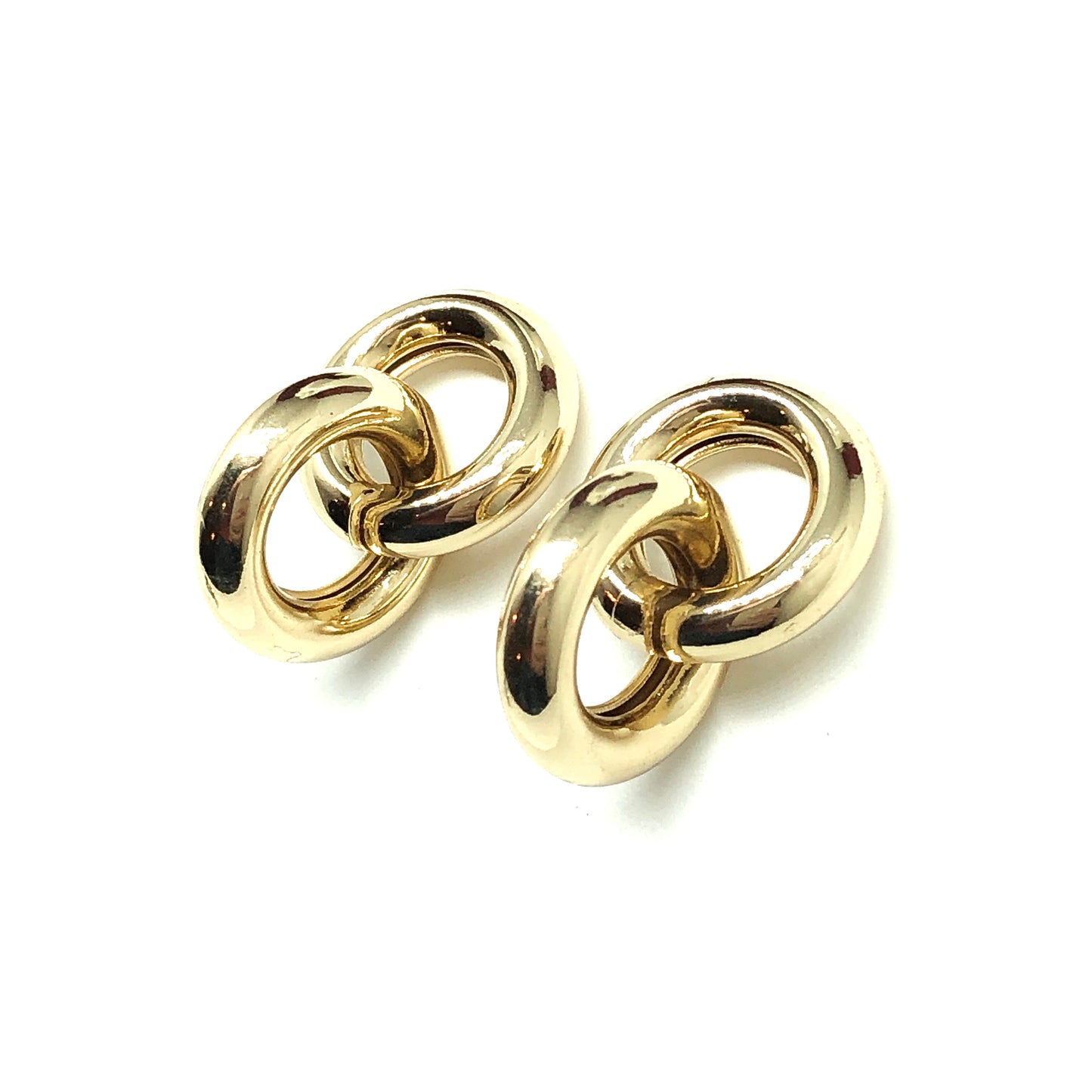 Save Big Estate Jewelry | Chunky 2 Ring Design Golden Circle Earrings