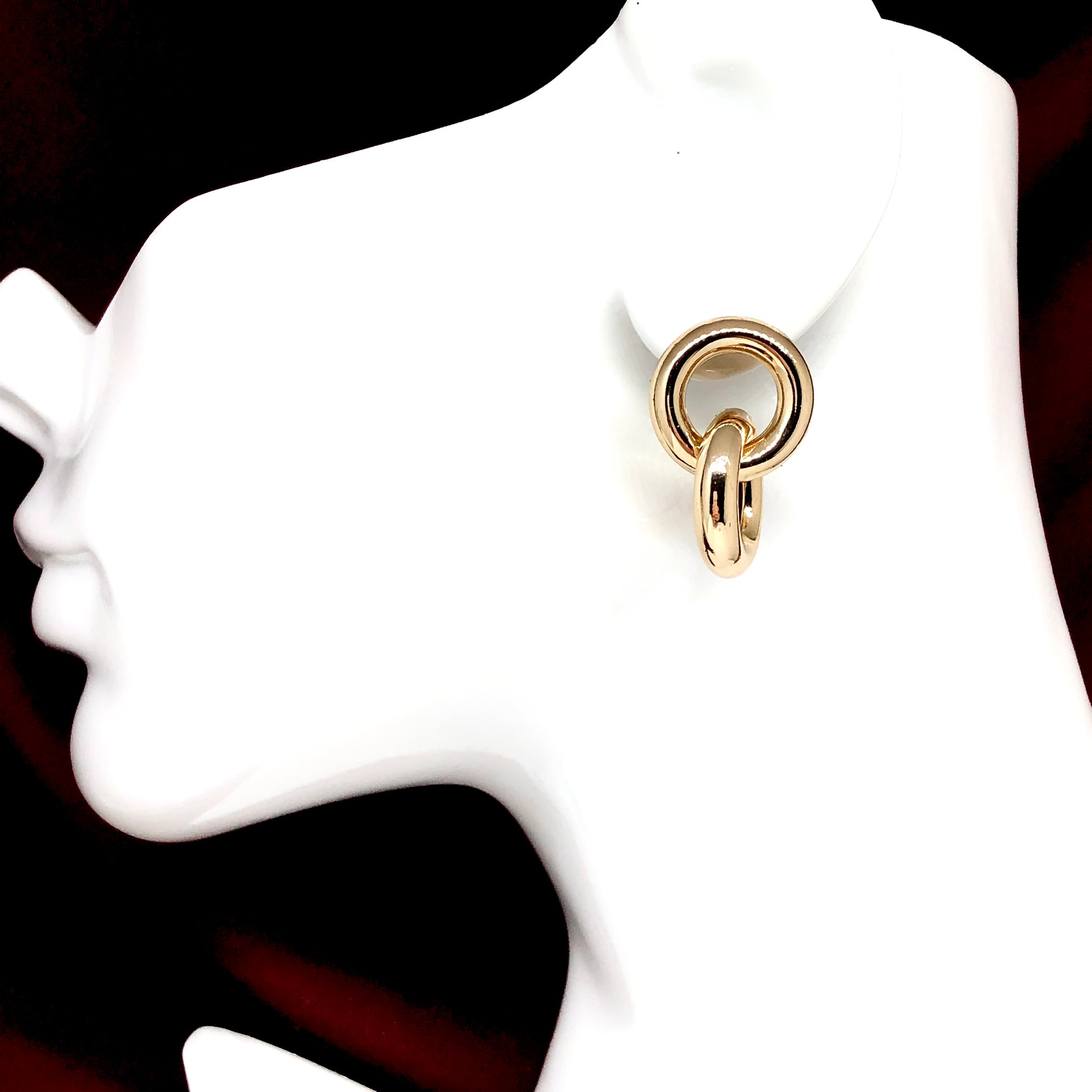 Earrings Womens 2 Ring Design Business Style Gold Drop Earrings