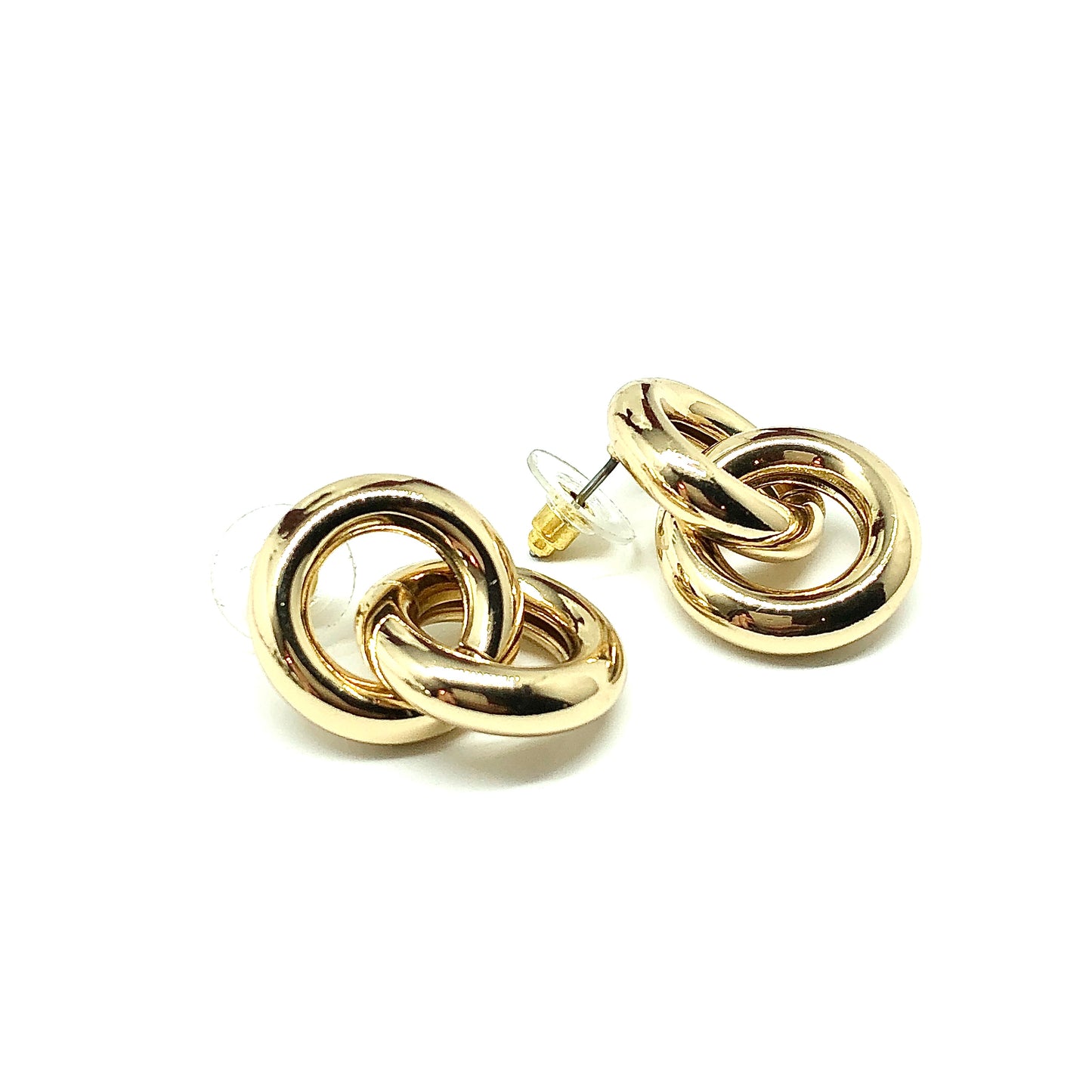 Earrings Womens 2 Ring Hoop Design Gold Drop Earrings