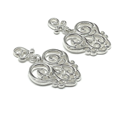 Estate Jewelry | Womens Dangle Earrings Sterling Silver Lacy Filigree Style Drop Studs | Womens Fine Jewelry online for Less