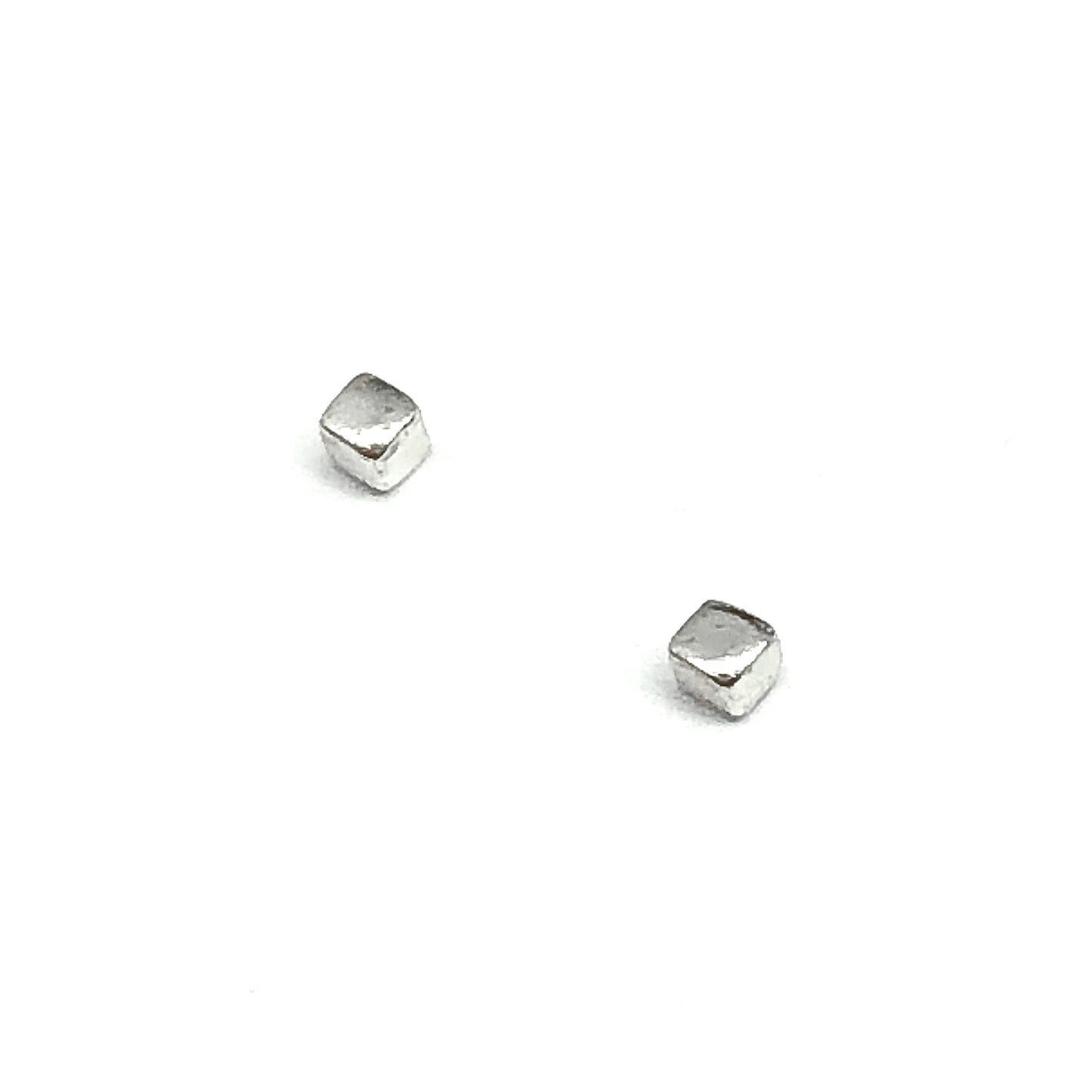 Sterling Silver 3d Cube Design Small Stud Earrings