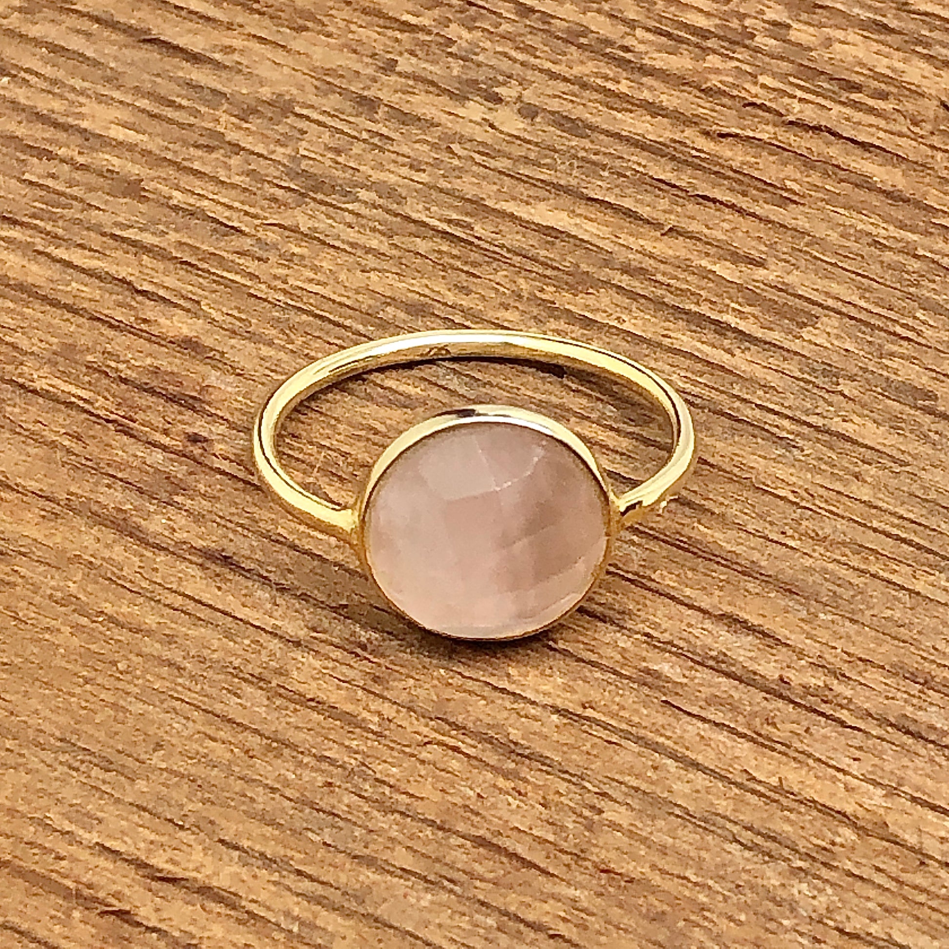 Rings Womens | Gold Sterling Silver Delicate Pink Rose Quartz Satellite Ring sz8