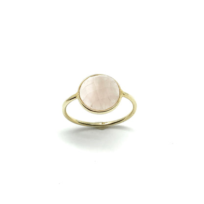 Gold Sterling Silver Delicate Pink Rose Quartz Ring