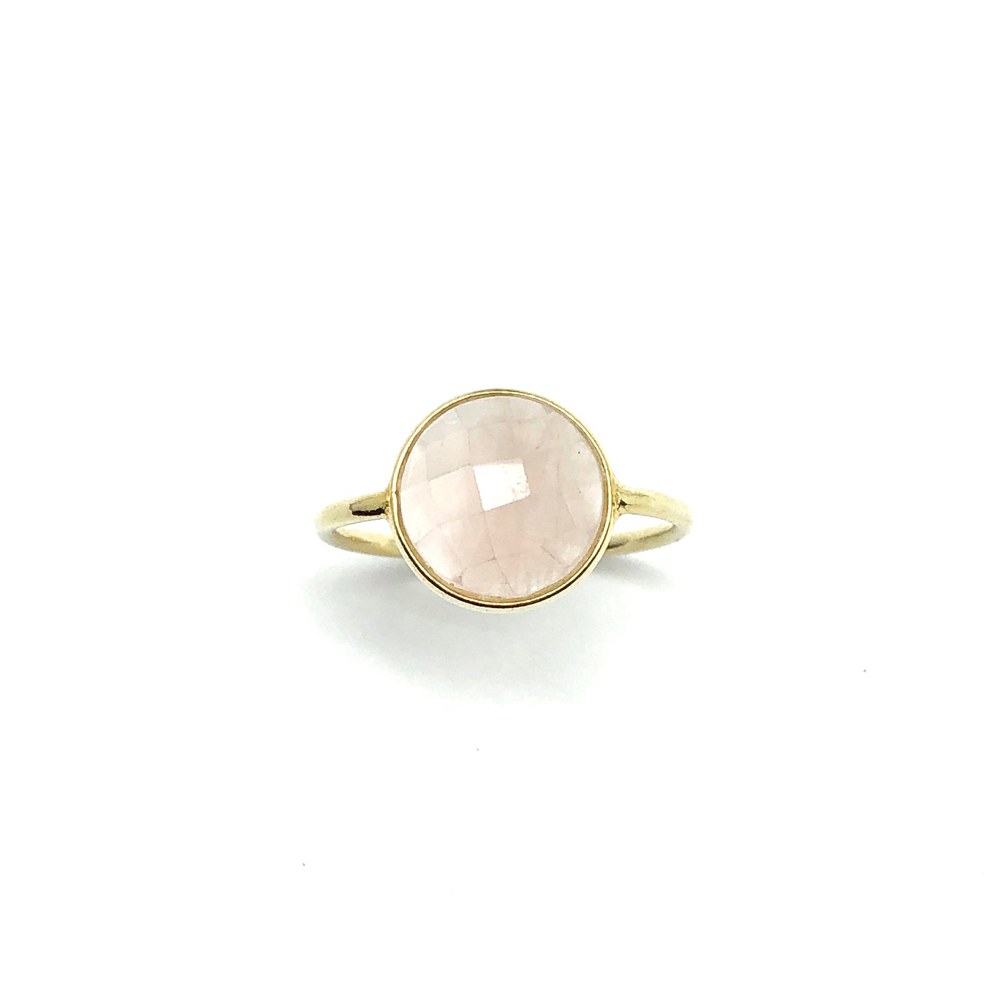 Gold Sterling Silver Delicate Pink Rose Quartz Satellite Ring sz8