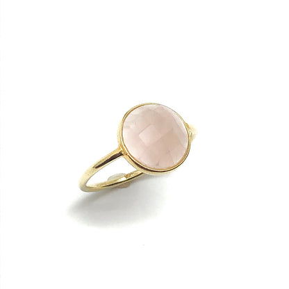 Sterling Silver Delicate Frosty Pink Rose Quartz Satellite Ring sz8