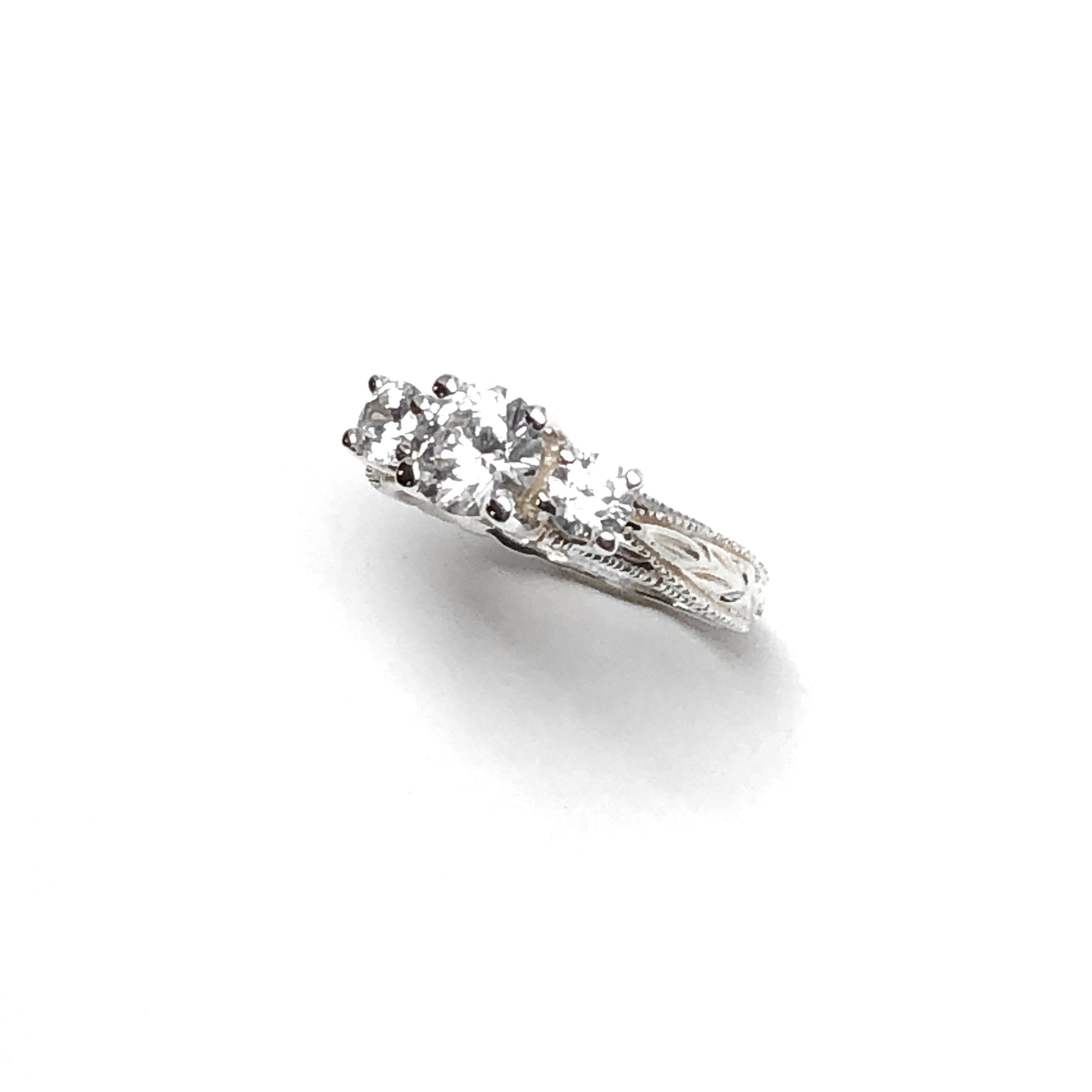 Estate Jewelry | Ross Simons Sterling Silver 3 Stone Style Cathedral Ring sz4
