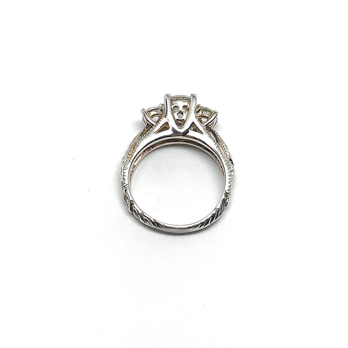 Sterling Silver 3 Stone Style Cathedral Ring sz4