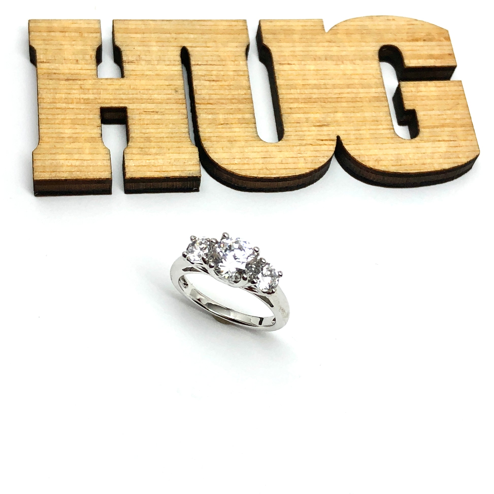 Sterling Silver Stylish 3 Stone Purity, Engagement, Promise Ring 4.25