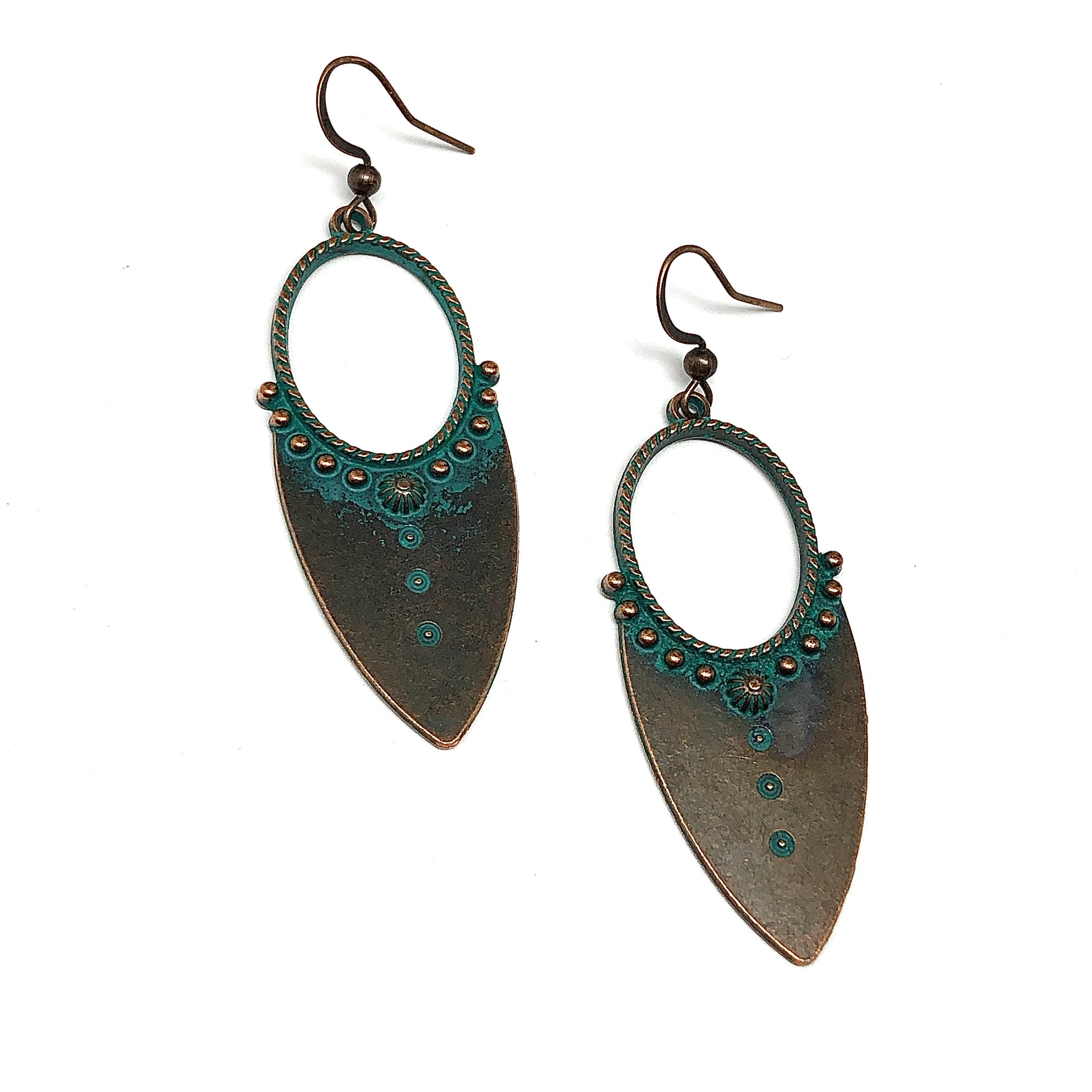 Boho Style Neolithic Arrowhead In Rustic Bronze Teardrop Dangle Earrings | Low Cost Jewelry online in USA
