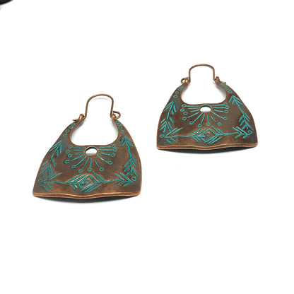 Bag it Boho Style Rustic Copper Turquoise Side Hoop Earrings | Womens Fashion Jewelry online in USA
