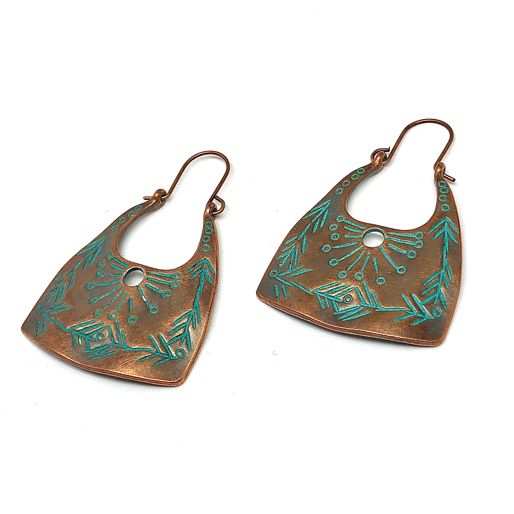 Bag it Boho Style Rustic Copper Turquoise Side Hoop Earrings | Womens Fashion Jewelry online in USA