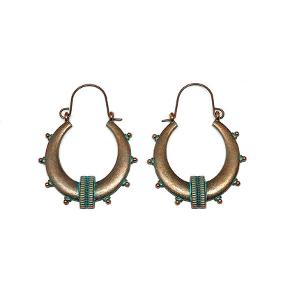 Edgy Style Bronzed Studded Horseshoe Hoop Earrings | Western Earrings | Dangle Earrings | Boho Jewelry | Bohemian Earrings | Statement Earrings