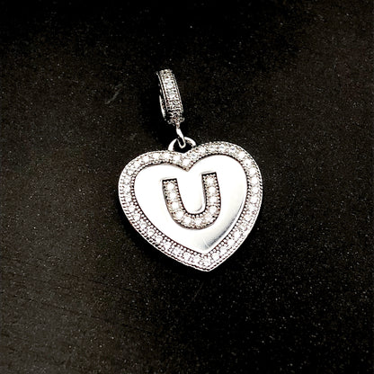 Statement Jewelry | Love You | Pre owned Sterling Cz Trimmed Heart Pendant | Silver Heart Charm | 925 Silver Pendant