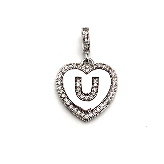 Statement Jewelry | Love You | Pre owned Sterling Cz Trimmed Heart Pendant | Silver Heart Charm | 925 Silver Pendant