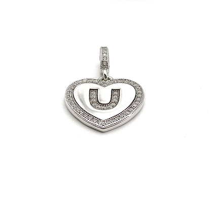 Statement Jewelry | Love You | Pre owned Sterling Cz Trimmed Heart Pendant | Silver Heart Charm | 925 Silver Pendant