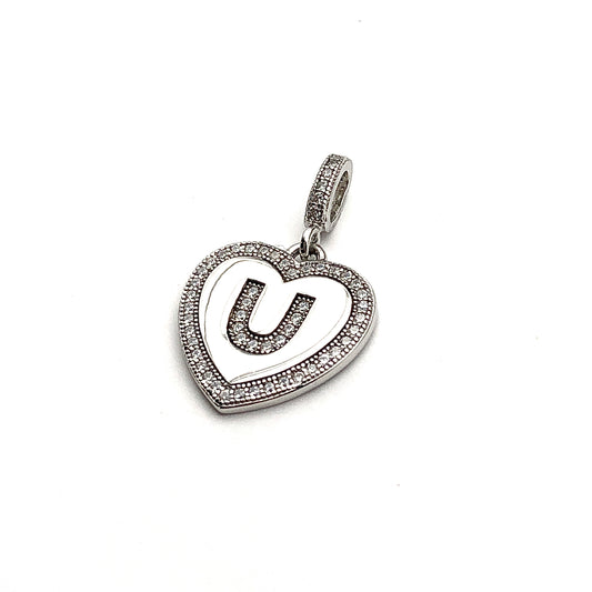 Statement Jewelry | Love You | Pre owned Sterling Cz Trimmed Heart Pendant | Silver Heart Charm | 925 Silver Pendant
