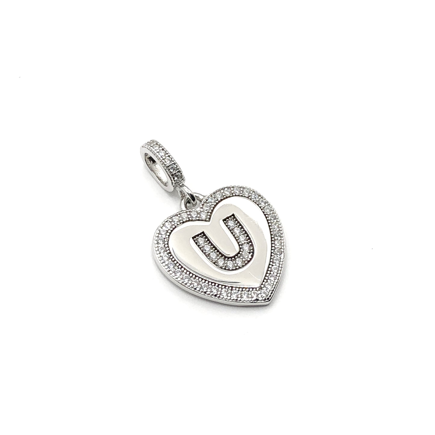 Statement Jewelry | Love You | Pre owned Sterling Cz Trimmed Heart Pendant | Silver Heart Charm | 925 Silver
