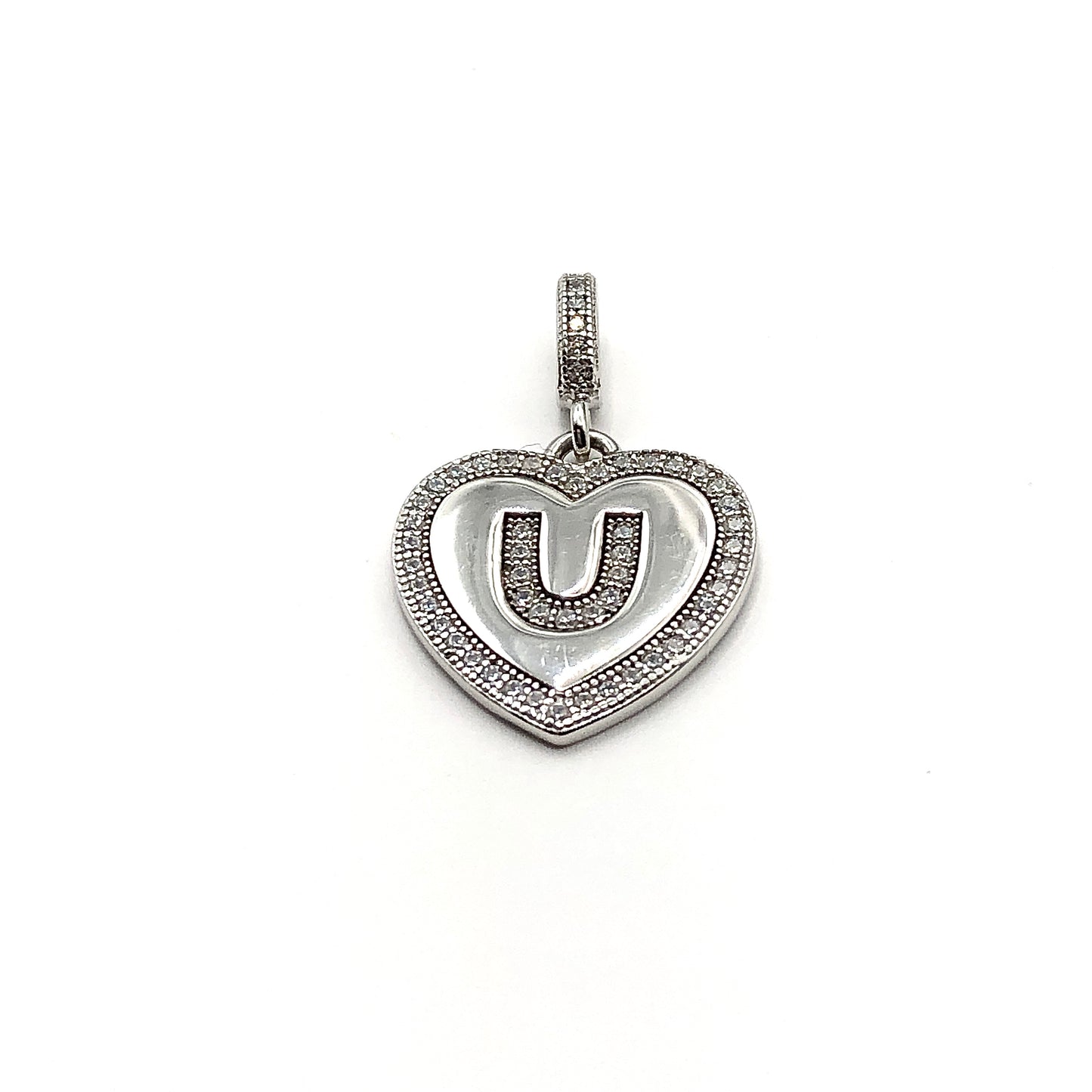 Statement Jewelry | Love You | Pre owned Sterling Cz Trimmed Heart Pendant | Silver Heart Charm
