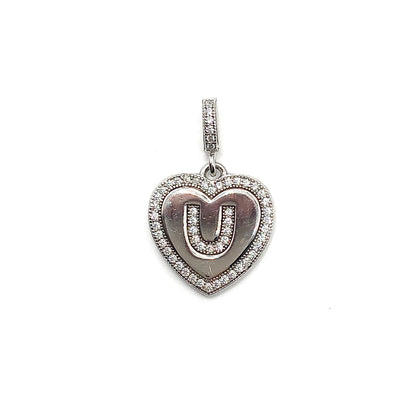 Statement Jewelry | Love You | Pre owned Sterling Cz Trimmed Heart Pendant | Silver Heart Charm | 925 Silver Pendant