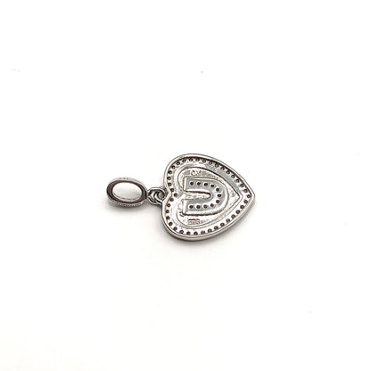 Statement Jewelry | Love You | Pre owned Sterling Cz Trimmed Heart Pendant | Silver Heart Charm | 925 Silver Pendant
