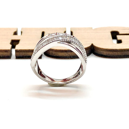 Beautiful Bypassing Baguette Band - Sterling Silver sz7.5